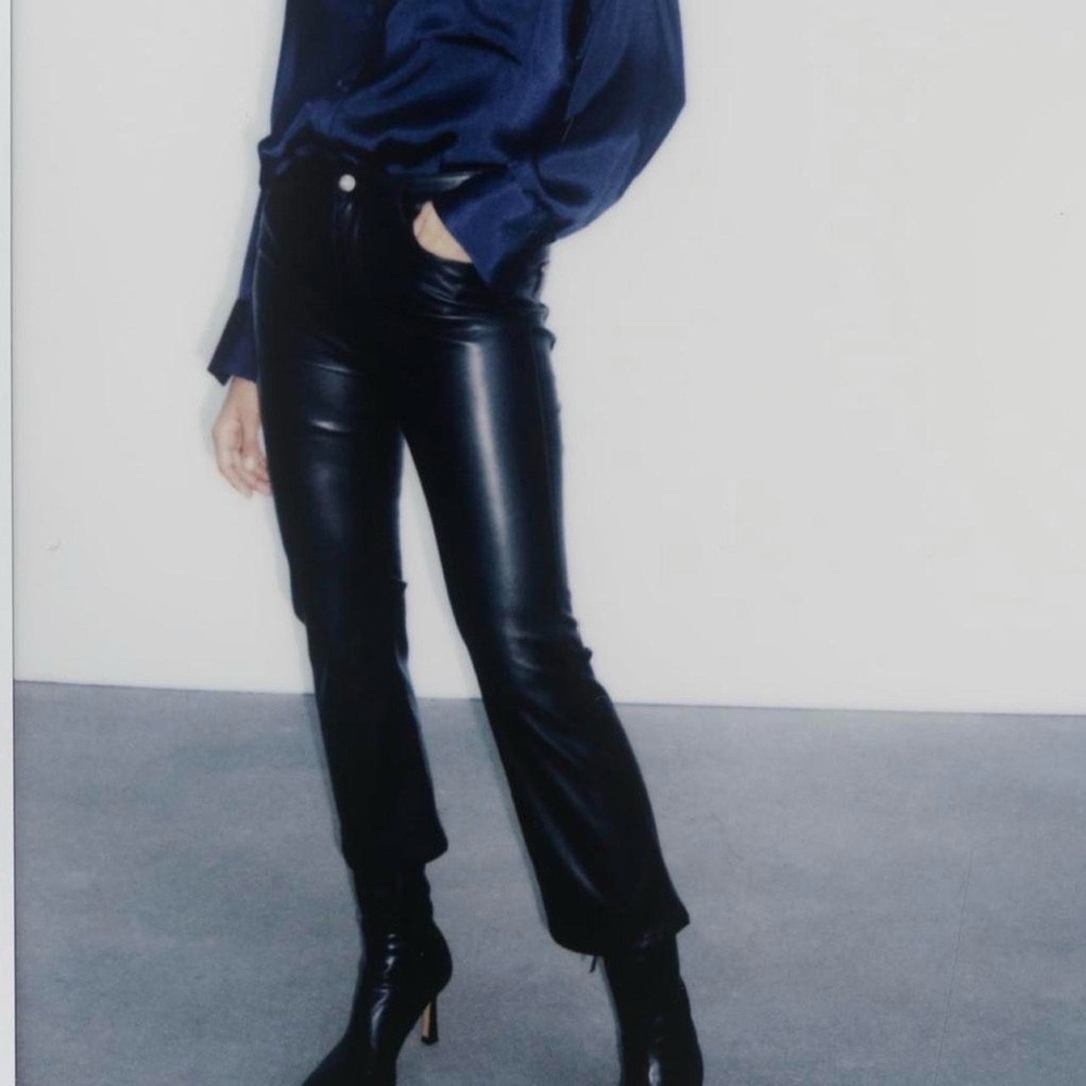 Zara boot leg cropped leather pants